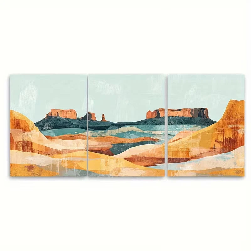 3pcs Desert Landscapes and Red Rock Formations Metal Print Ready to Hang Art - Bella Home Decor
