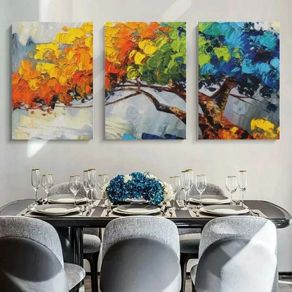 3pcs Colourful Vibrant Tree Painting Metal Print Ready to Hang Art - Bella Home Decor