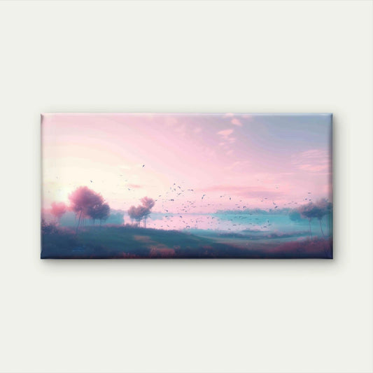 Landscape With Trees Sky Clouds Wall Art Canvas Office Home Room Framed 120x60cm