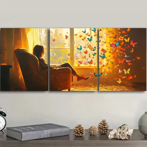 3pcs Modern Contemporary, Butterflies Wall Art Set Canvas Unframed – High Quality Print 100% Australian Made Wall Canvas