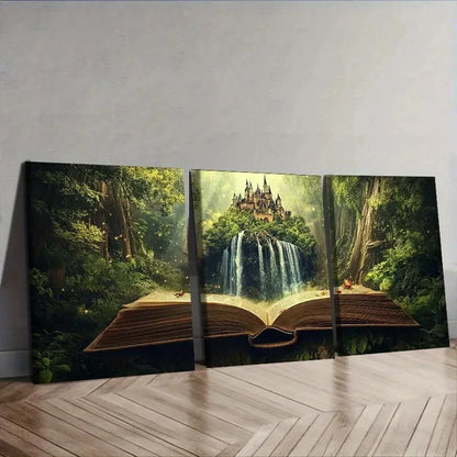 3pcs Book scenery Wall Art Canvas Unframed - High Quality Print 100% Australian Made Wall Canvas - Bella Home Decor