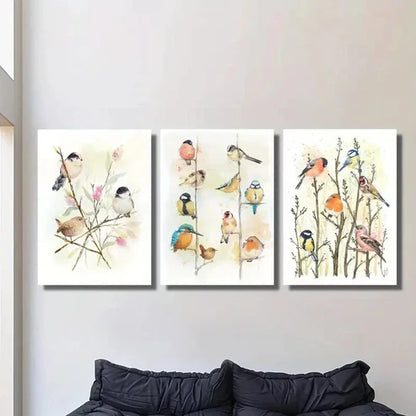 3pcs Vibrant Bird Canvas Art Prints - Watercolo Wall Art Set Canvas Unframed - High Quality Print 100% Australian Made Wall Canvas
