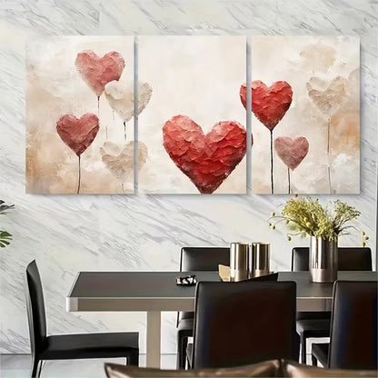 3pcs Vintage Valentine'S Day Heart Balloon Metal Print Ready to Hang Art