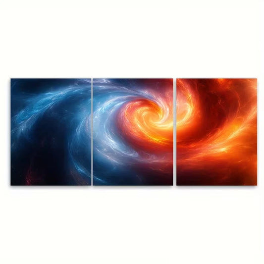 3pcs Digital Metallic Swirl Modern Abstract Metal Print Ready to Hang Art