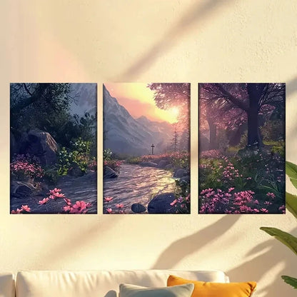 3pcs The elder scrolls is beautiful environment Wall Art Set Canvas Framed 50x70cm - High Quality Print 100% Australian Made Wall Canvas Ready to Hang