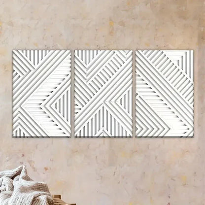 3pcs White and Grey Geometric Wall Art Set Canvas Unframed - High Quality Print 100% Australian Made Wall Canvas