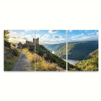 3pcs Moselle Valley Poster Burg Eltz Print ET   Wall Art Set Canvas Framed 60x90cm - High Quality Print 100% Australian Made Wall Canvas Ready to Hang - Bella Home Decor