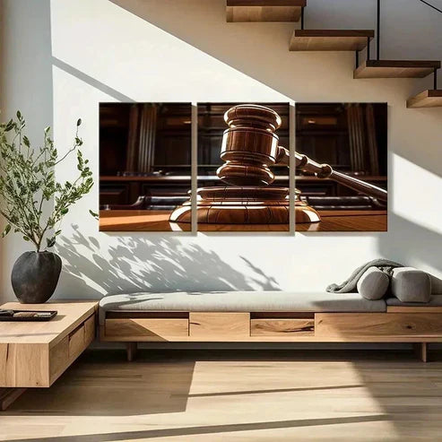 3pcs Judges Gavel Fairness Modern  Wall Art Set Canvas Unframed - High Quality Print 100% Australian Made Wall Canvas