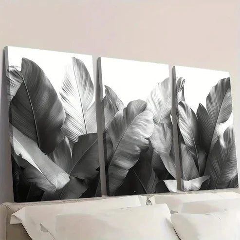 3pcs Tropical Jungle Palm Leaf Wall Art Canvas Unframed - High Quality Print 100% Australian Made Wall Canvas - Bella Home Decor