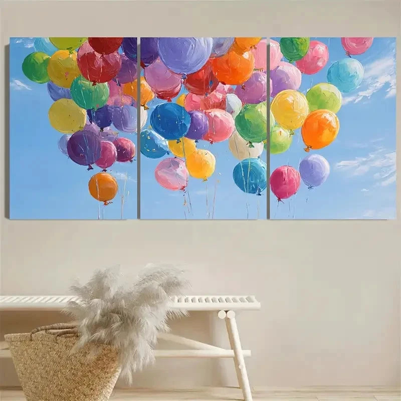 3pcs Colorful Balloons Optimistic Wall Art Set Canvas Framed 40x60cm - High Quality Print 100% Australian Made Wall Canvas Ready to Hang - Bella Home Decor