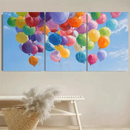 3pcs Colorful Balloons Optimistic Wall Art Set Canvas Framed 40x60cm - High Quality Print 100% Australian Made Wall Canvas Ready to Hang - Bella Home Decor