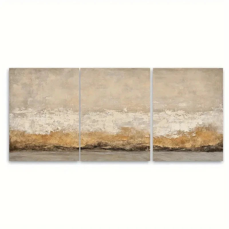 3pcs Beige Wabi Sabi Neutral Abstract Design Wall Art Set Canvas Framed 40x60cm - High Quality Print 100% Australian Made Wall Canvas Ready to Hang - Bella Home Decor