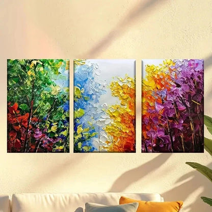 3pcs Vibrant Abstract Flower Fields Wall Art Set Canvas Framed 60x90cm - High Quality Print 100% Australian Made Wall Canvas Ready to Hang