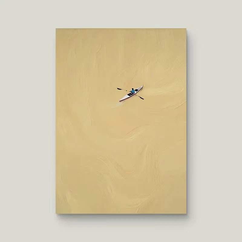 Golden Waves & Lone Paddler Scene Metal Print Ready to Hang