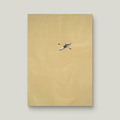 Golden Waves & Lone Paddler Scene Metal Print Ready to Hang