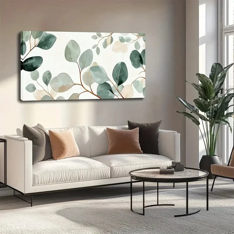 Eucalyptus Leaves and Branches Wall Art canvas office home room framed 120x60cm - Bella Home Decor
