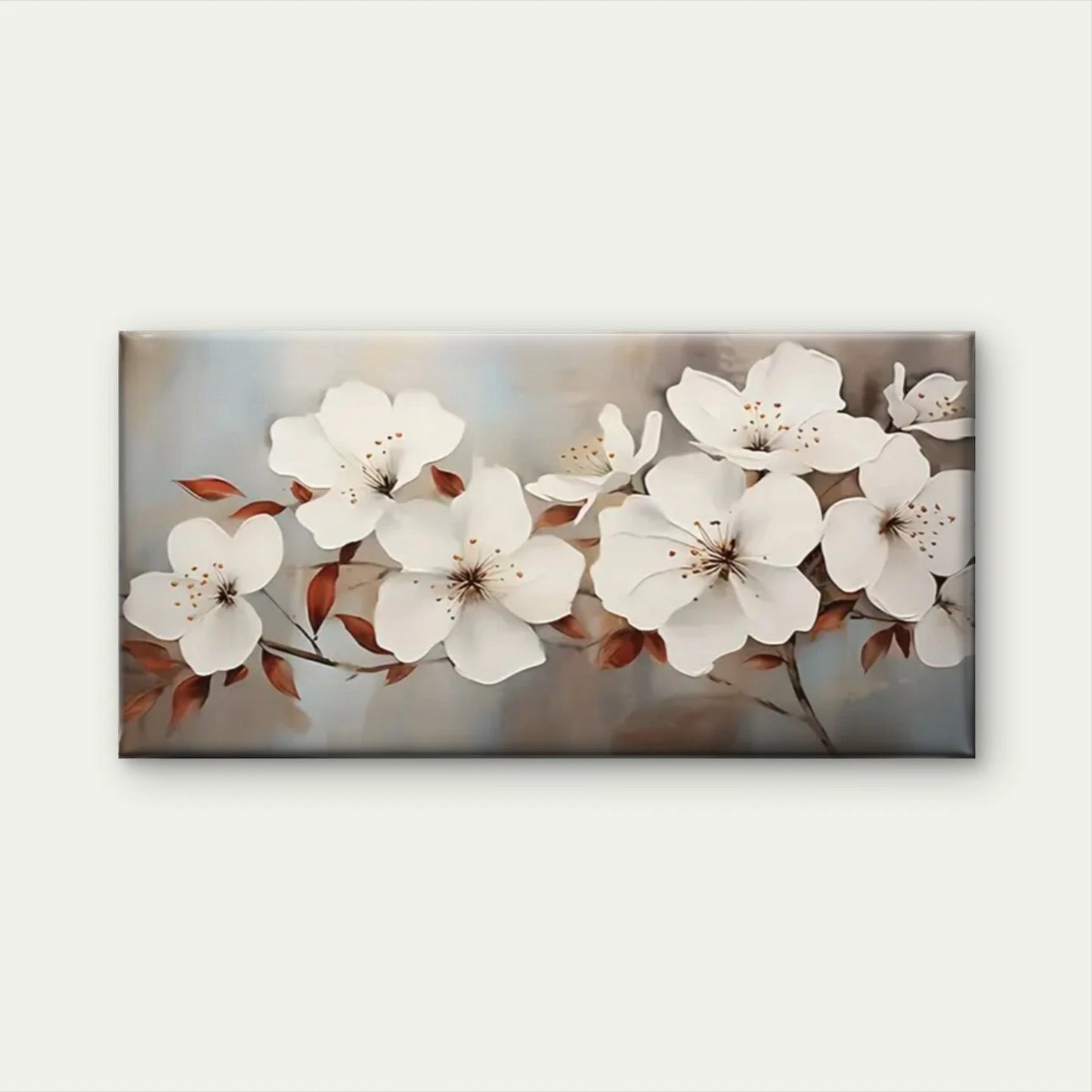 White Flowers Petal Abstract Wall Art Canvas Office Home Room Framed 120x60cm