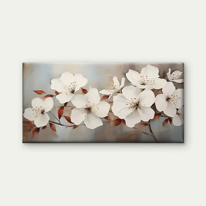 White Flowers Petal Abstract Wall Art Canvas Office Home Room Framed 120x60cm