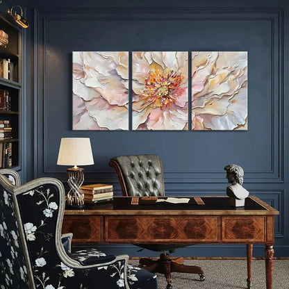 3pcs Abstract Floral Art Soft Pastel Colors Metal Print Ready to Hang Art - Bella Home Decor