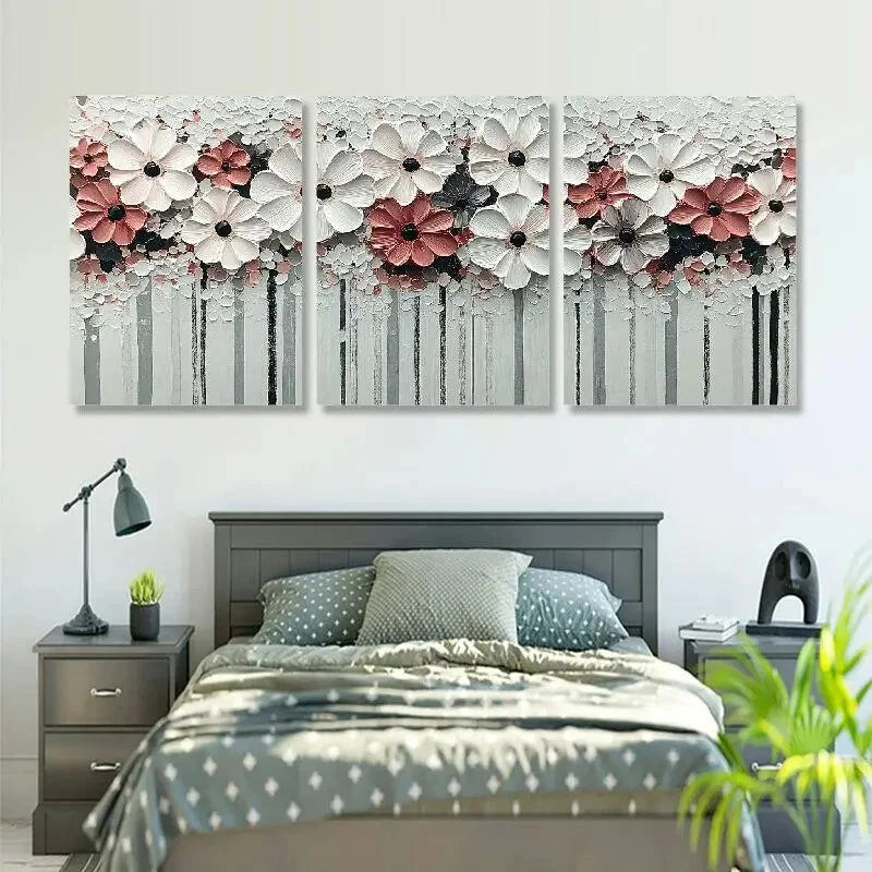 3pcs Style White Floral Elegant Botanical Metal Print Ready to Hang Art