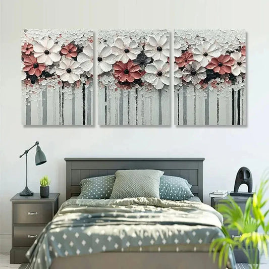 3pcs Style White Floral Elegant Botanical Metal Print Ready to Hang Art
