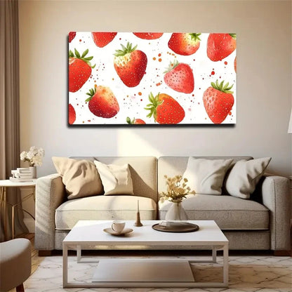 Fresh Strawberry Vibrant Red Wall Art Canvas Office Home Room Framed 120x60cm