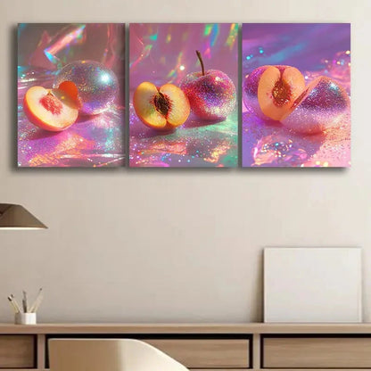 3pcs Dream Peach Illustration Wall Art Set Canvas Framed 60x90cm - High Quality Print 100% Australian Made Wall Canvas Ready to Hang - Bella Home Decor
