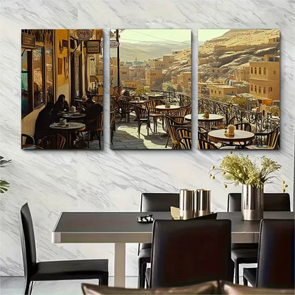 3pcs Jordanian Balcony Art Historic Landscape Metal Print Ready to Hang Art