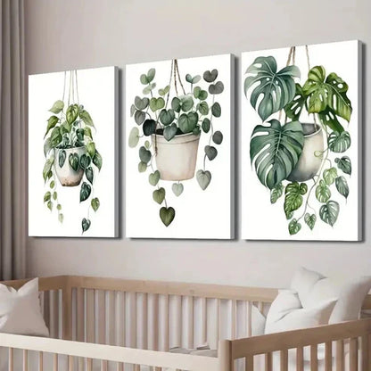 3pcs Green Monstera & Pothos Plant Wall Art Canvas Unframed - High Quality Print 100% Australian Made Wall Canvas