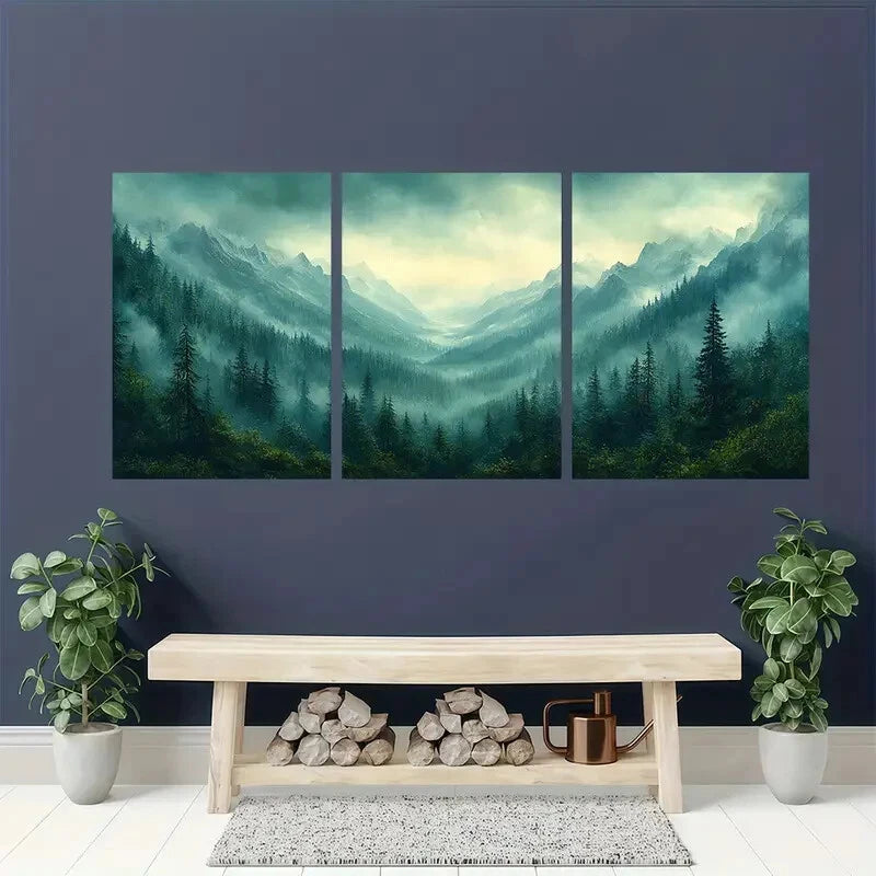 3pcs Watercolor Landscape Serene Landscape Metal Print Ready to Hang Art - Bella Home Decor