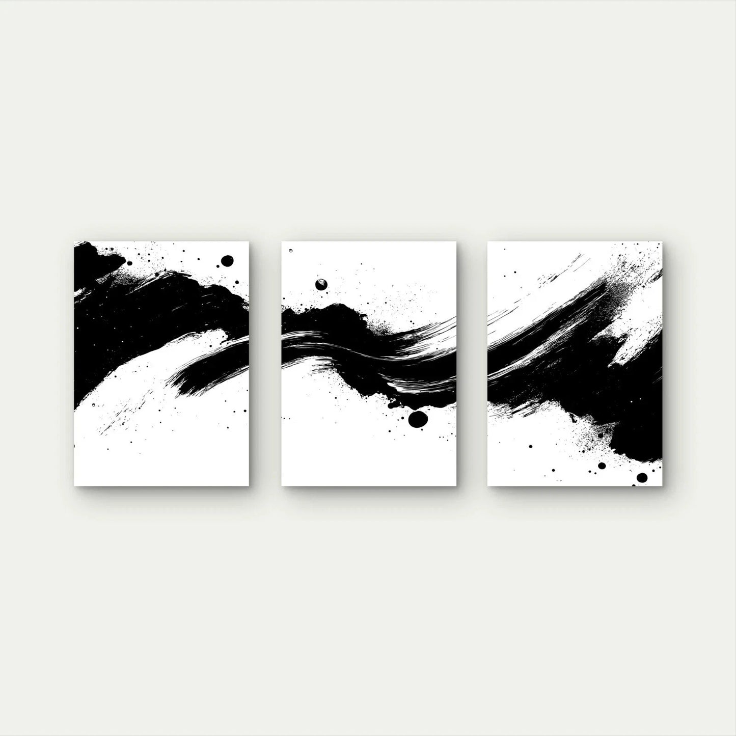 3pcs Bold Black Strokes Across Pure White Wall Art Set Canvas Framed 40x60cm - High Quality Print 100% Australian Made Wall Canvas Ready to Hang - Bella Home Decor