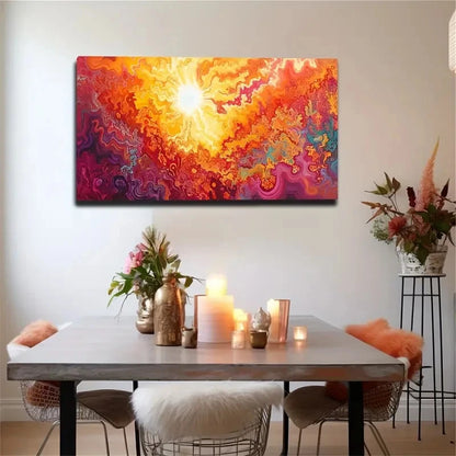 Sunrise Extended Fluid Wall Art Canvas Office Home Room Framed 120x60cm