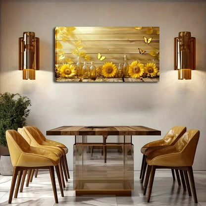 Sunflowers Are Brightly Bloom Wall Art canvas office home room framed 120x60cm