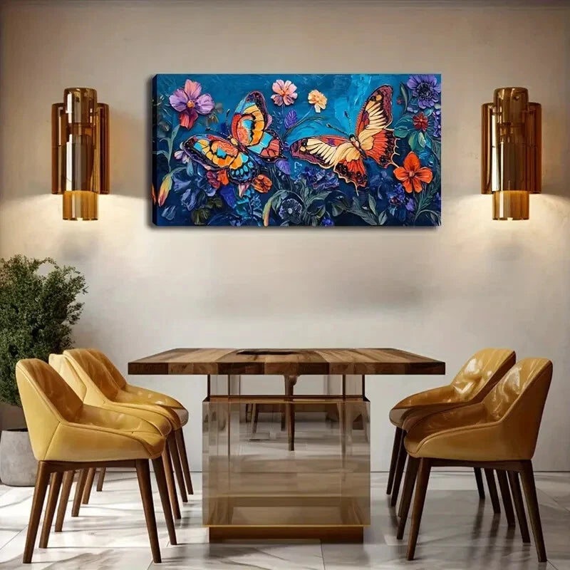 Nordic Style Butterflies Wall Art Canvas Office Home Room Framed 120x60cm - Bella Home Decor