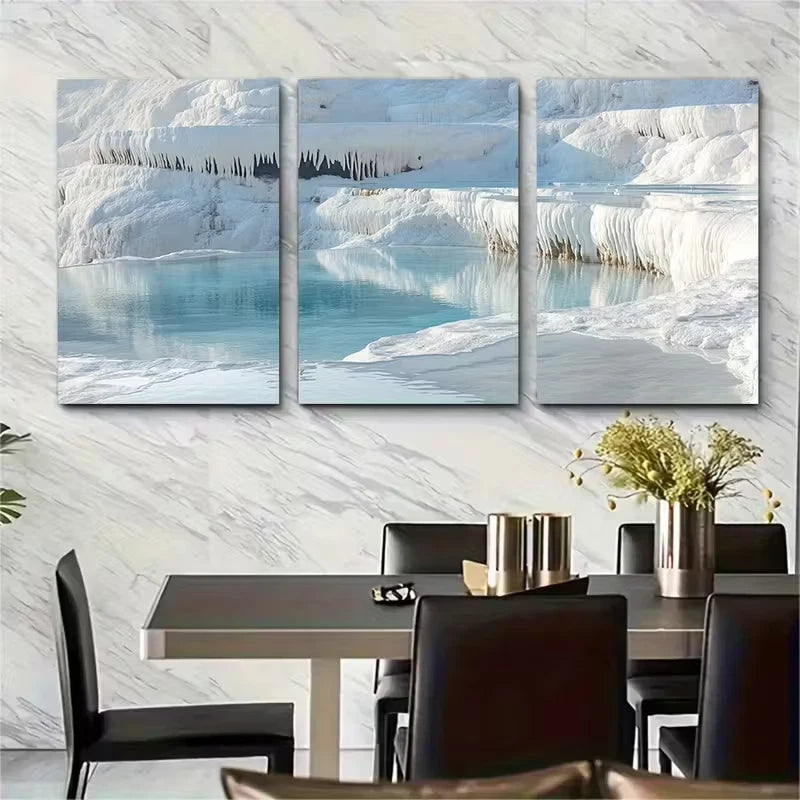 3pcs Pamukkale Thermal Pools Metal Print Ready to Hang Art