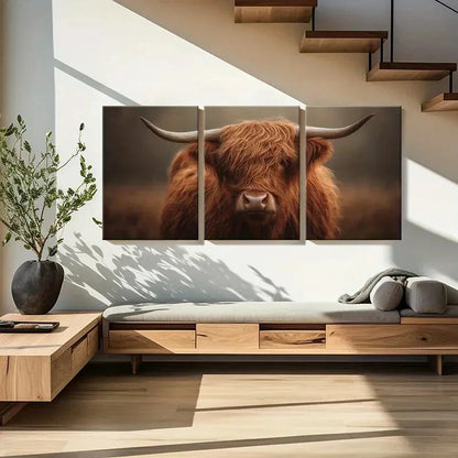 3pcs Highland Cow Art Rustic Farmhouse Decor Metal Print Ready to Hang Art - Bella Home Decor