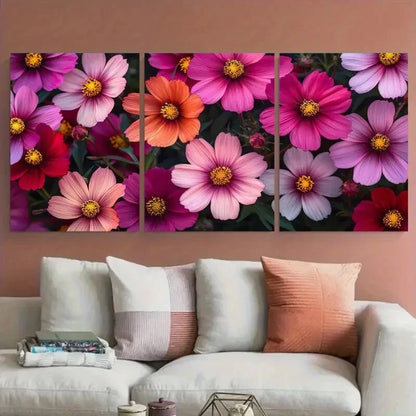 3pcs Enchanting Wildflower Abstract Floral Meadow Metal Print Ready to Hang Art - Bella Home Decor