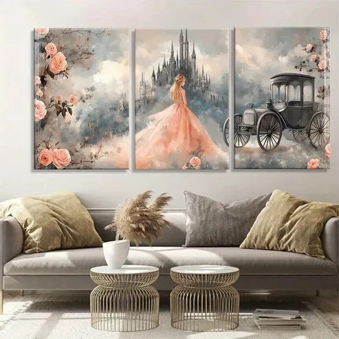 3pcs Vintage Carriage Design Elegant Perfect Wall Art Canvas Unframed – High Quality Print 100% Australian Made Wall Canvas