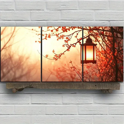 3pcs Plum Blossoms and Lanterns Scenery Metal Print Ready to Hang Art - Bella Home Decor