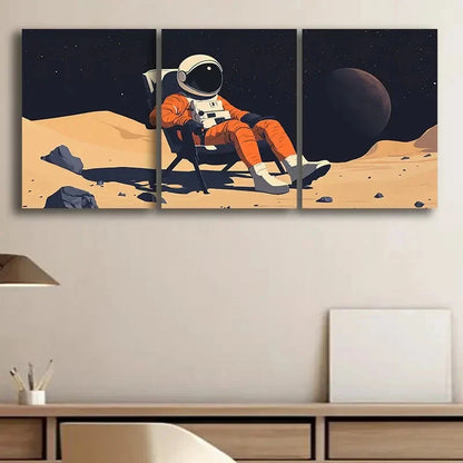 3pcs Astronaut on the Moon Wall Art Set Canvas Framed 40x60cm - High Quality Print 100% Australian Made Wall Canvas Ready to Hang - Bella Home Decor
