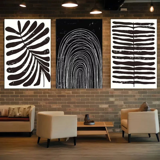 3pcs Geometric, Lines, Arch, Leaf Art Metal Print Ready to Hang Art