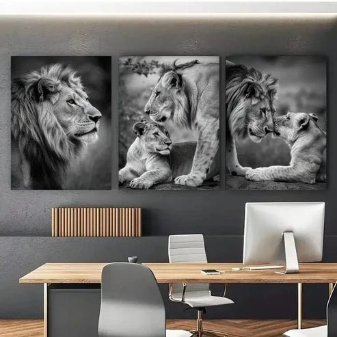 3pcs Lion Family Canvas Wall Art Canvas Unframed - High Quality Print 100% Australian Made Wall Canvas