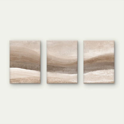 3pcs Neutral Beige Abstract Textured Waves Wall Art Set Canvas Framed 60x90cm - High Quality Print 100% Australian Made Wall Canvas Ready to Hang