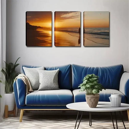 3pcs Beach, Autumn Leaves & Abstract Designs Wall Art Canvas Unframed - High Quality Print 100% Australian Made Wall Canvas - Bella Home Decor