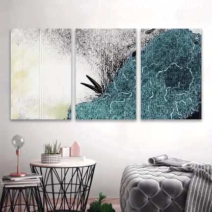 3pcs Blue and Green Abstract Design Wall Art Set Canvas Framed 40x60cm - High Quality Print 100% Australian Made Wall Canvas Ready to Hang - Bella Home Decor