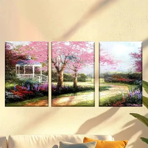 3pcs Vibrant Flower & Tree Scenery Wall Art Canvas Unframed – High Quality Print 100% Australian Made Wall Canvas