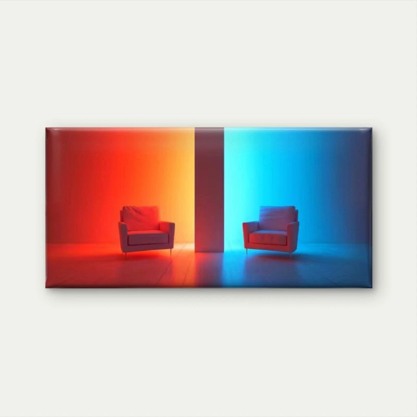 Minimalist Chair Red and Blue Wall Art Canvas Office Home Room Framed 120x60cm
