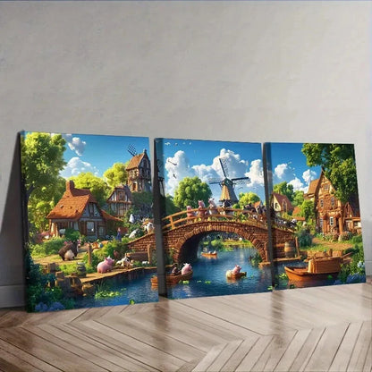 3pcs Whimsical Animals Canvas Wall Art Set Canvas Framed 40x60cm - High Quality Print 100% Australian Made Wall Canvas Ready to Hang