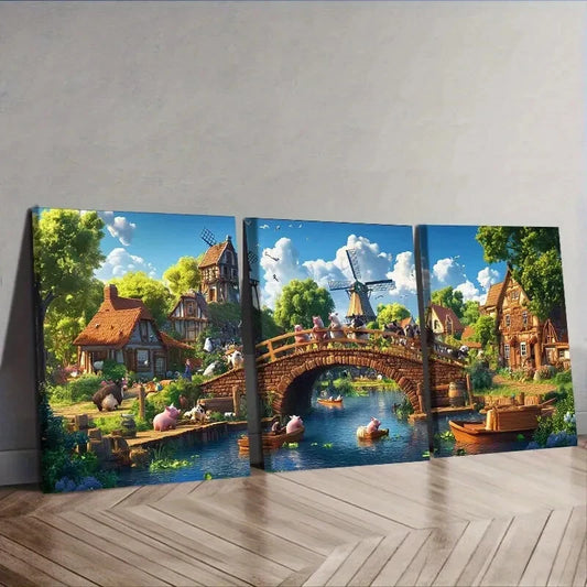 3pcs Whimsical Animals Canvas Wall Art Set Canvas Framed 40x60cm - High Quality Print 100% Australian Made Wall Canvas Ready to Hang