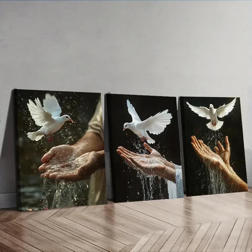 3pcs Peace Dove on Hand Design Versatile Home Wall Art Set Canvas Unframed - High Quality Print 100% Australian Made Wall Canvas